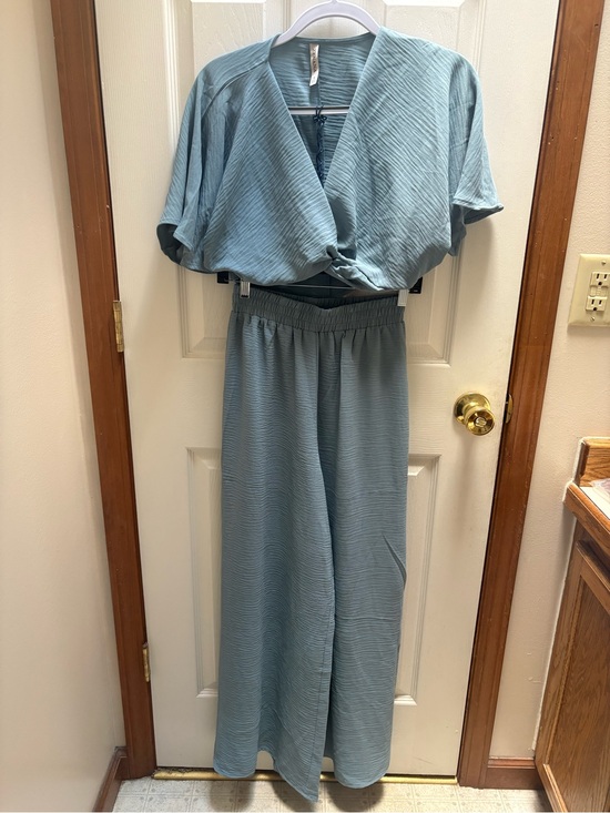 Zenana Outfitters Pants - Zenana Outfitters Wide-Leg Jumpsuit in Dusty Teal Blue